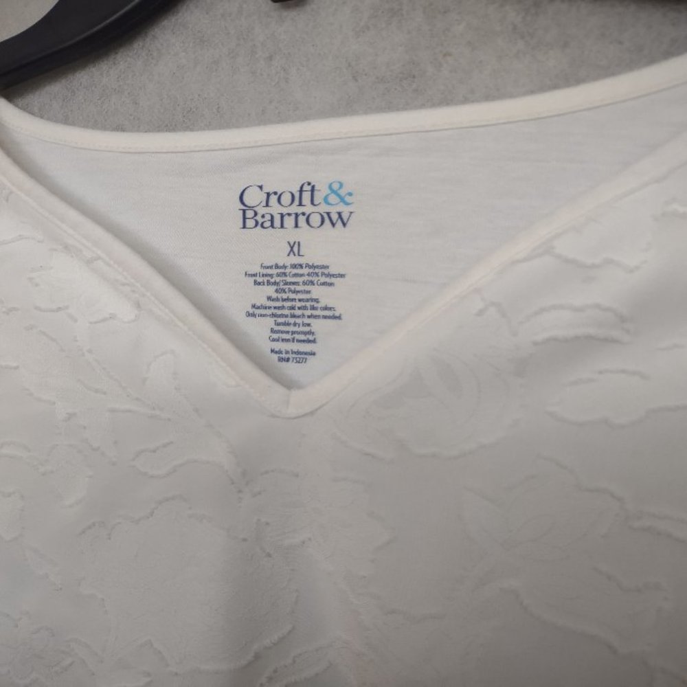 Croft & Barrow® 3/4 Sleeve Textured Blouse V-Neck Women's XL - Picture 6 of 10